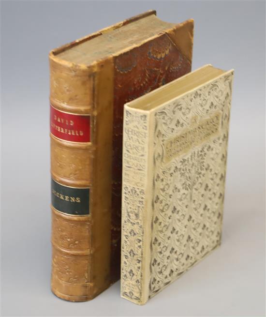 Dickens, Charles - David Copperfield, 8vo, half calf, 38 plates by H.K. Browne, Chapman and Hall, London [1860], and A Christmas Carol,